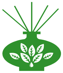 Green Diffuser bottle with white leaves on the front